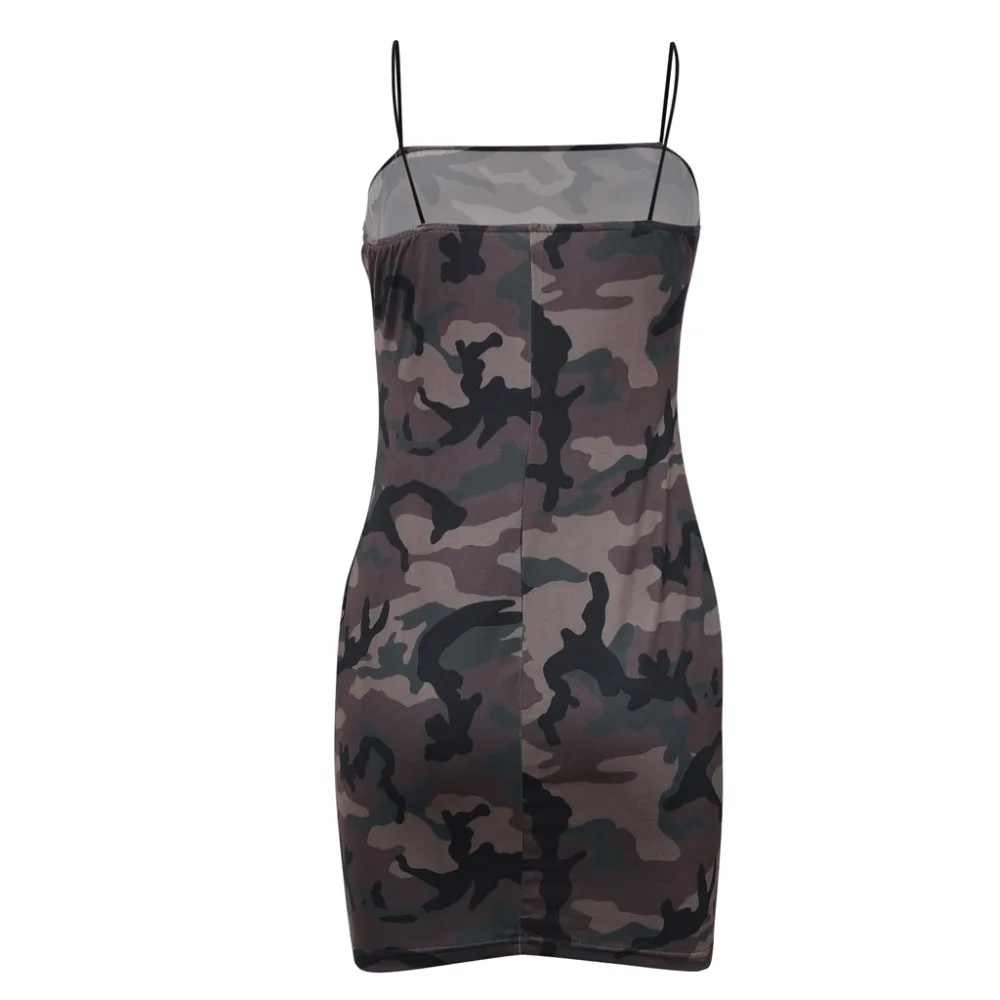 Сексуальное камуфляжное платье женская Свободная кофта без рукавов Bodycon Shesth