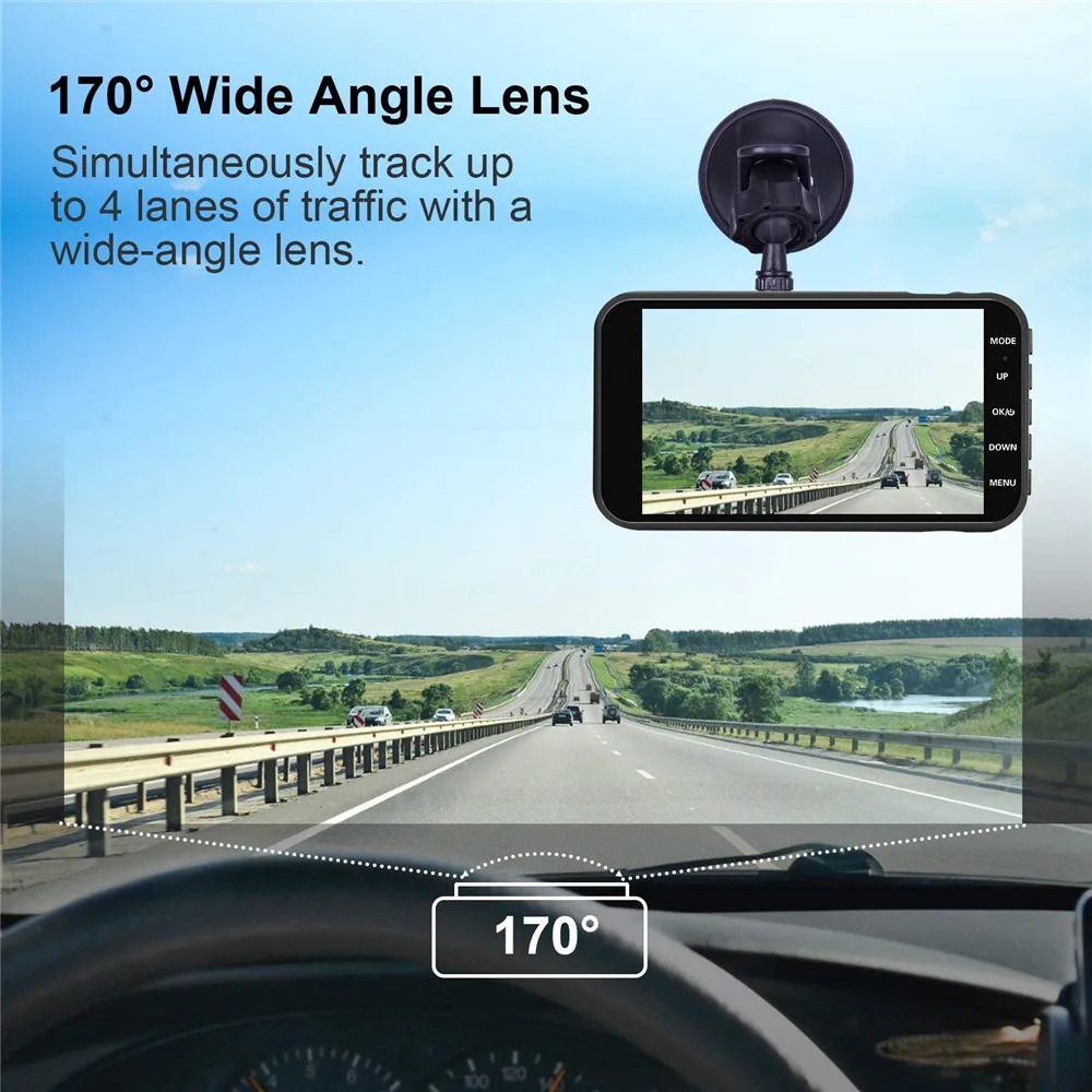 Ecartion 4 "Автомобильный видеорегистратор ADAS Dash Cam две камеры Фронтальная 1080P +