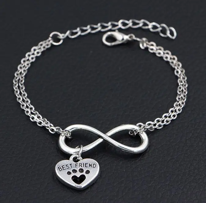 Браслет-амулет Infinity Love кот собака лапа след питомца браслет Лучший Друг сердце