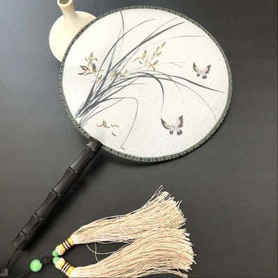 DIY шелк тутового шелкопряда незавершенные Сучжоу вышивальные наборы для рукоделия Круглый Вентилятор двухсторонняя Вышивка Цветы Серия веер 1