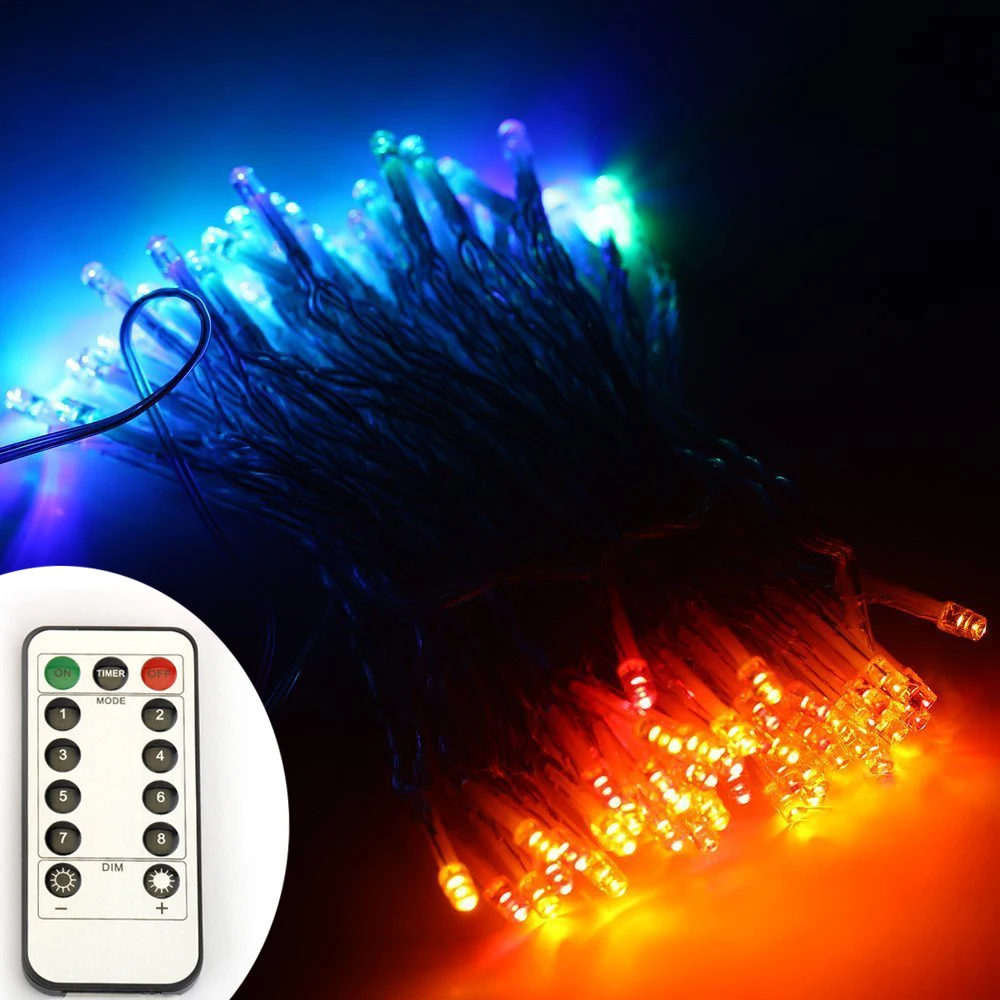 5 шт./лот Дистанционное управление 33ft 100 светодиодов теплый/белый/RGB Строка Огни