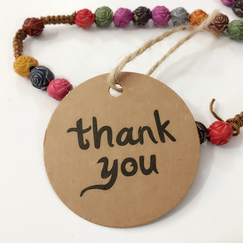 100 шт./лот круглые спасибо коричневые сделай сам для скрапбукинга из крафт бумаги