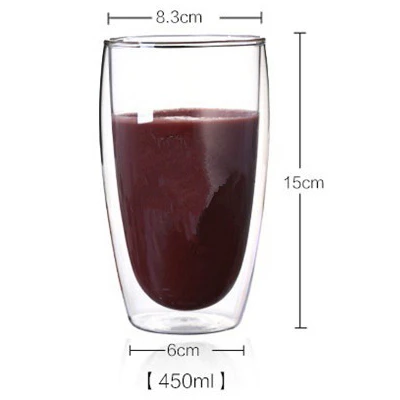 D 450ml Heat Resistant Double Wall Tea Glass Cup Beer Coffee Cup Set Handmade Creative Healthy Beverage Glasses Transparent Drink - Цвет: D 450ml