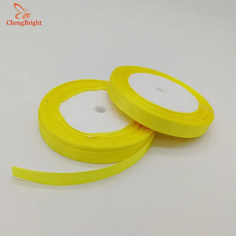 yellow ChengBright 25 ярдов кружевная лента 10 мм широкая атласная лента отделка ткань вышитые кружева отделка для шитья африканская кружевная ткань - Цвет: yellow
