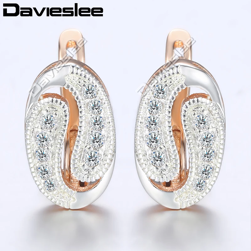 Женские серьги гвоздики Davieslee 585 в форме розового золота овальные Тай Чи