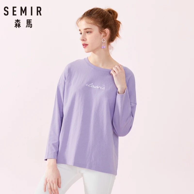 SEMIR Женская футболка из 100% хлопка с длинным графическим рисунком рукавом реглан