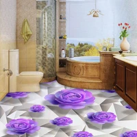 custom 3d floor wallpaper purple rose living room bedroom bathroom floor mural paintings pvc self adhesive wallpaper waterproof