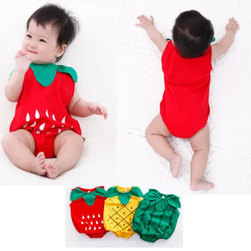 2018 New Summer Cute Baby Friut Romper Jumpsuit Strawberry Watermelon Pineapple Climbing Clothes Cotton Newborn Costume 0-24M |