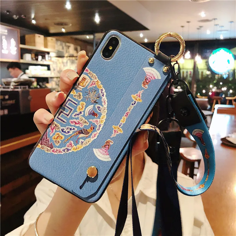 Ремешок чехол для huawei P30 Pro P20 Pro Nova 2 S 3 3I 3E 4 4E ретро дворец цветок Жесткий ПК стенд крышка с нашейные ремешки на