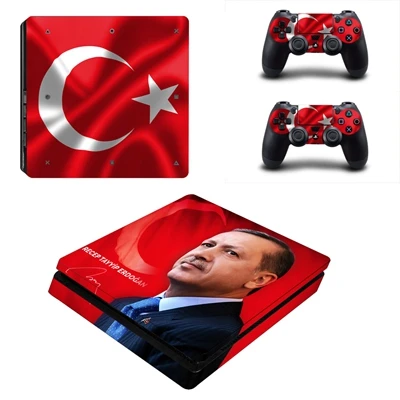YSP4S-0854 Турция флаг кожи Стикеры чехол для Playstation 4 Slim PS4 SLIM консоли и виниловые наклейки 2 контроллеры игры протектор - Цвет: YSP4S-0854