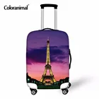 Coloranimal Эйфелева башня плотные эластичные Чемодан защитный чехол на молнии костюм для 18-30 дюймов, чехол для путешествий костюм чехол Чехол-сумка