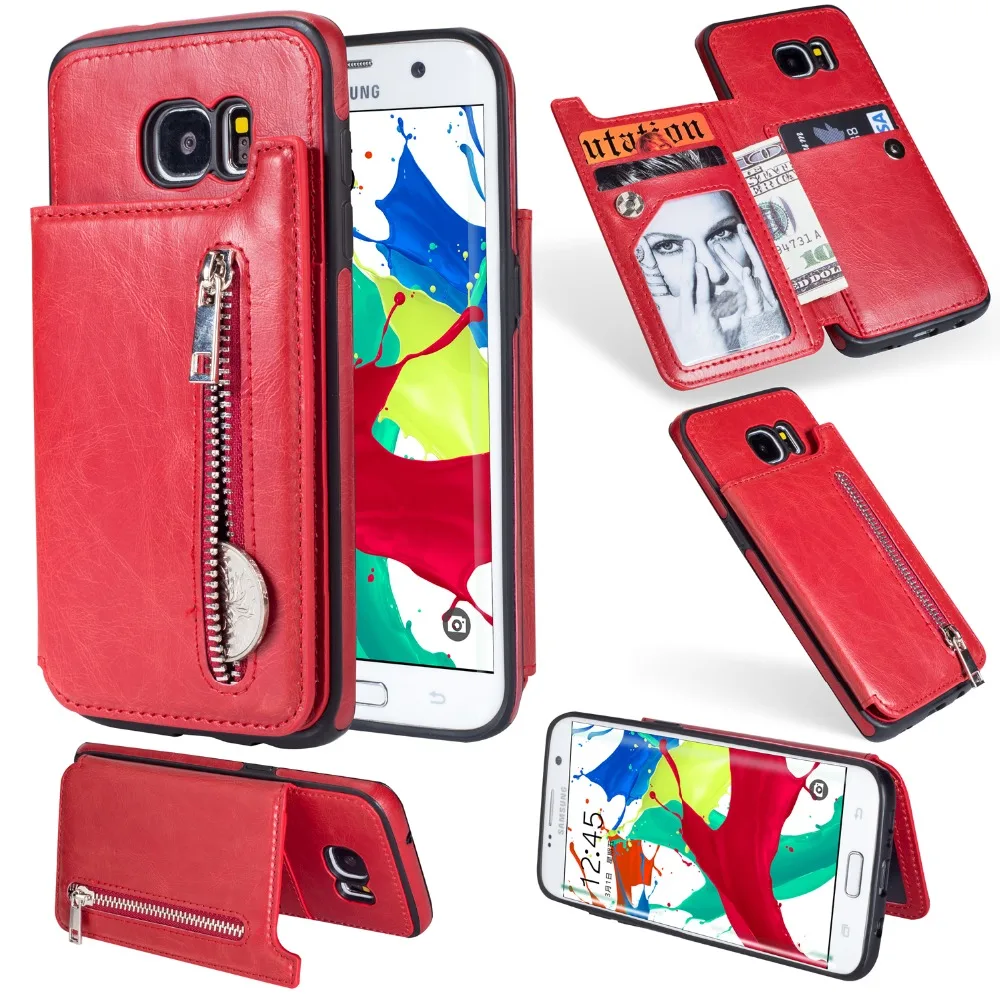 Чехол Кошелек Crazy Horse на молнии с откидной крышкой и отделением для карт SAMSUNG Galaxy S8