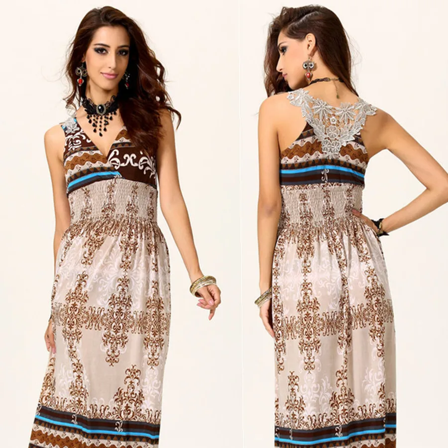 Новинка 2019 летнее пляжное платье туника сексуальное кружевное богемное с v