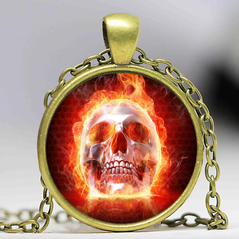 Кулон в виде черепа огненного кулон скелета кабошона фильм День мертвых ожерелье