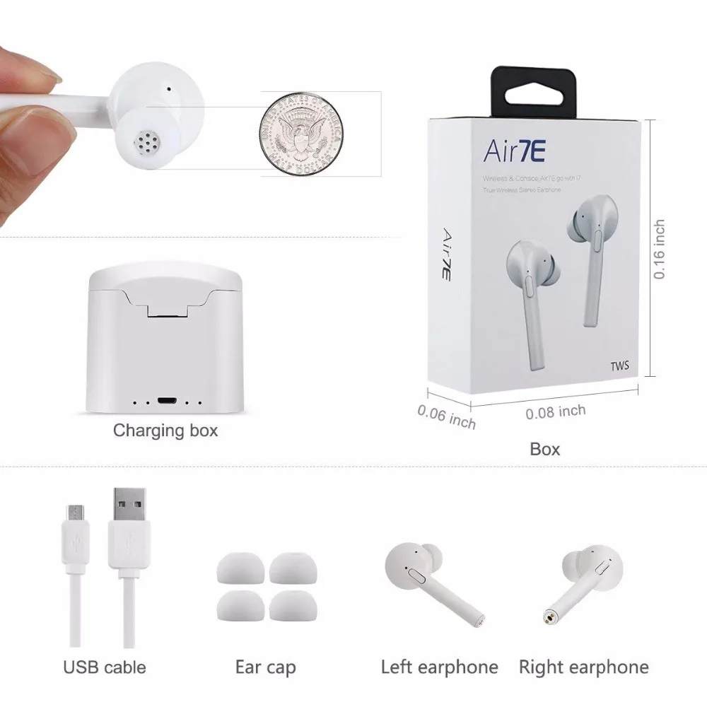 Gonoker Mini AIR7E Bluetooth наушники TWS беспроводные супер легкие V4.2 действительно