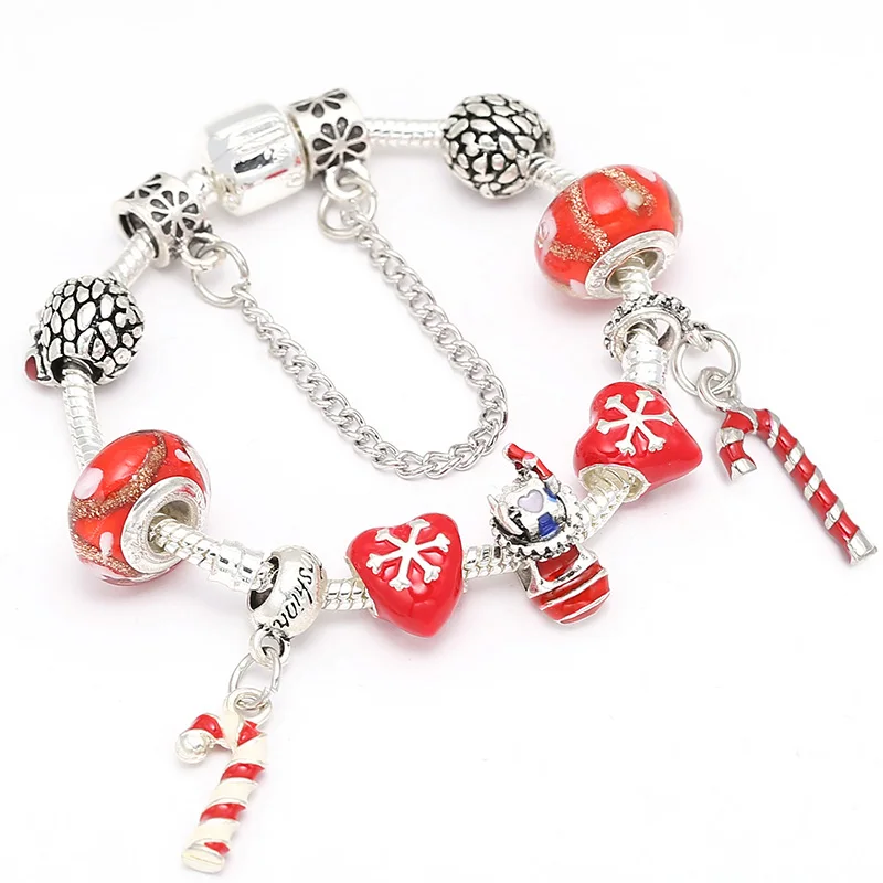 Дропшиппинг 2019 Рождественский браслет с шармами для женщин Санта Клаусом и