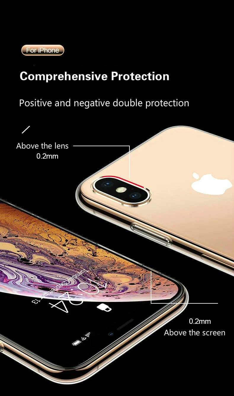 Роскошный прозрачный стеклянный чехол для iPhone 7, 8, 6, 6s Plus, ультратонкий ударопрочный чехол из закаленного стекла для iPhone 11 Pro, XS MAX, XR X