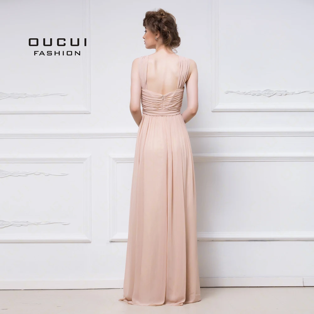 Дешевые простые шифоновые розовые платья подружки невесты А-силуэт Vestido Longo для свадебной вечеринки элегантное платье для выпускного вечера OL103055