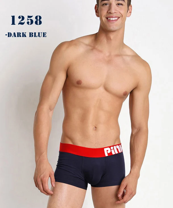 dark blue Розовое Брендовое Мужское нижнее белье из хлопка Cueca мужские полосатые Лоскутные трусы шорты, мужские боксеры классические трусы 6 видов 904 - Цвет: dark blue
