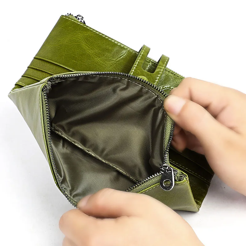 Кошелек из натуральной кожи женский и мужской винтажный ручной работы длинный на