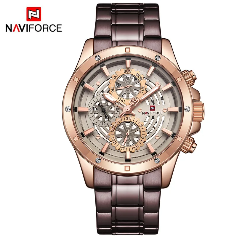 NA914902 without box Мужские часы NAVIFORCE от ведущего бренда, роскошные спортивные водонепроницаемые военные наручные часы, полностью Стальные кварцевые мужские часы 9149 - Цвет: NA914902 without box