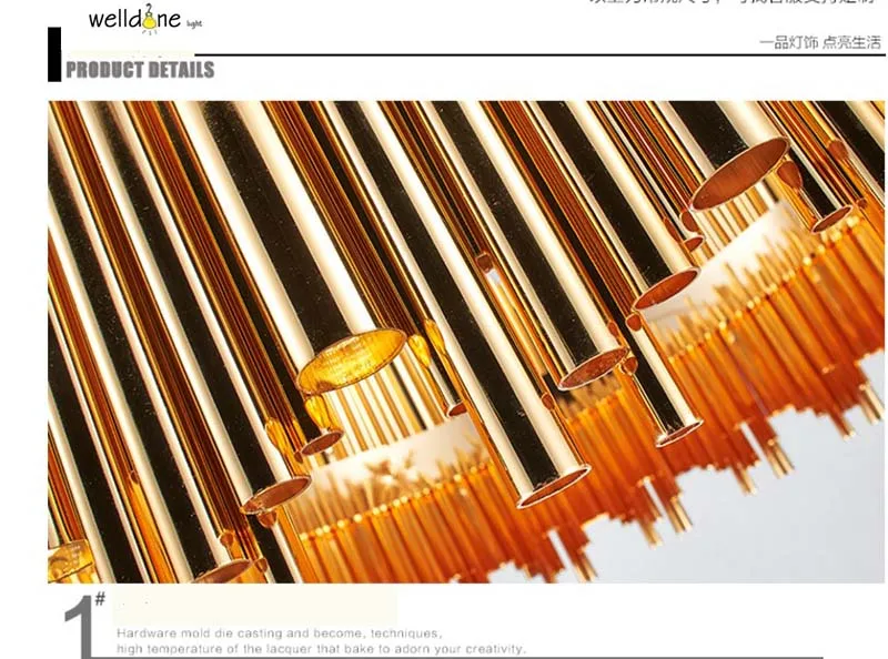 Современные золотые драматические трубы органа Брубек подвесной светильник