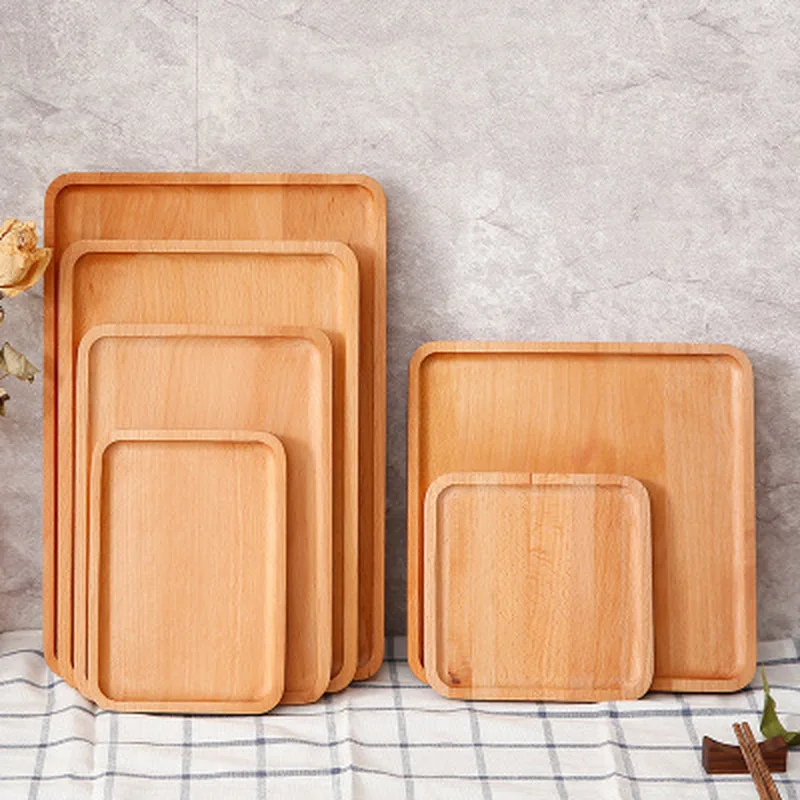 Поднос из бука прямоугольная Бытовая чашка для воды чайная Тарелка обеденная