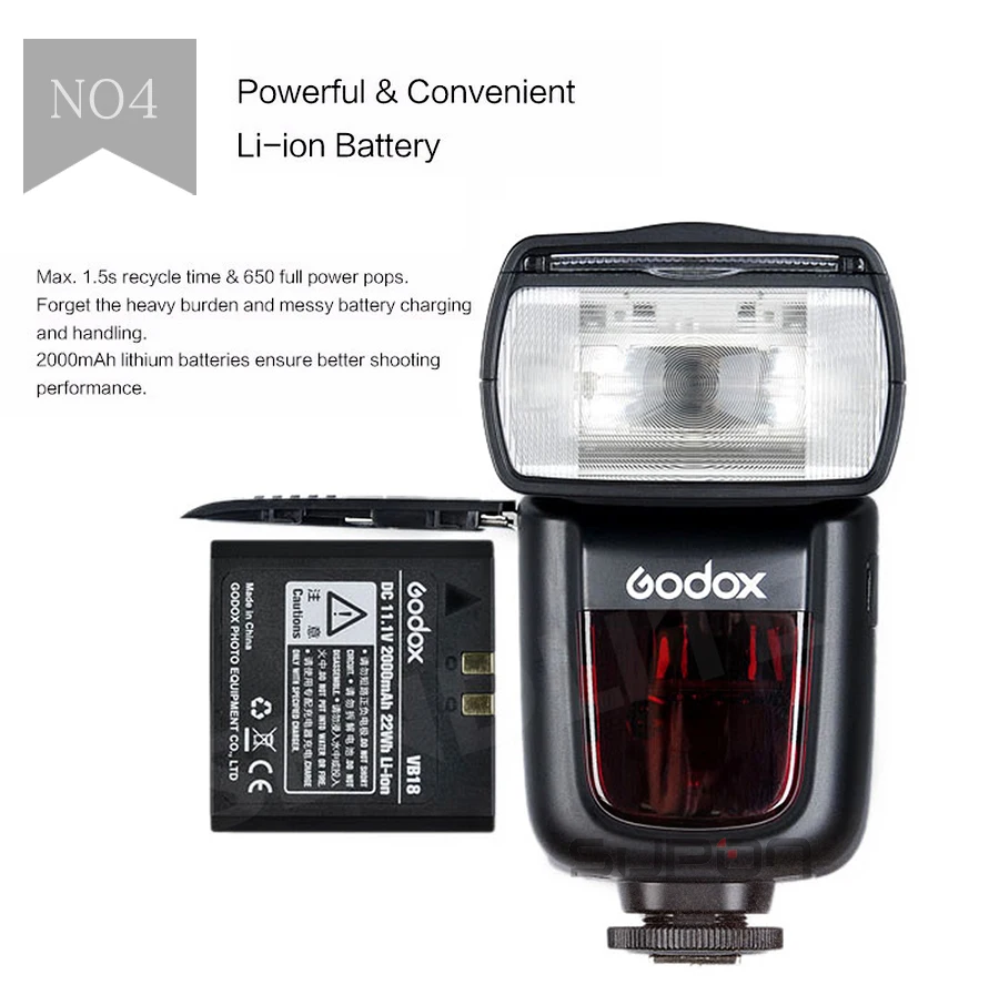 Вспышка Godox V850II со сменным литий ионным аккумулятором для камеры Speedlite Canon Nikon Sony