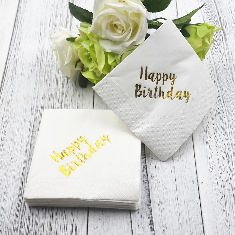 10 шт./лот День рождения ткани с днем его Для мальчиков и девочек Baby Shower салфетки