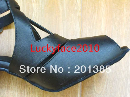 Женские кожаные бальные туфли на каблуке 3 дюйма черные для латинских танцев