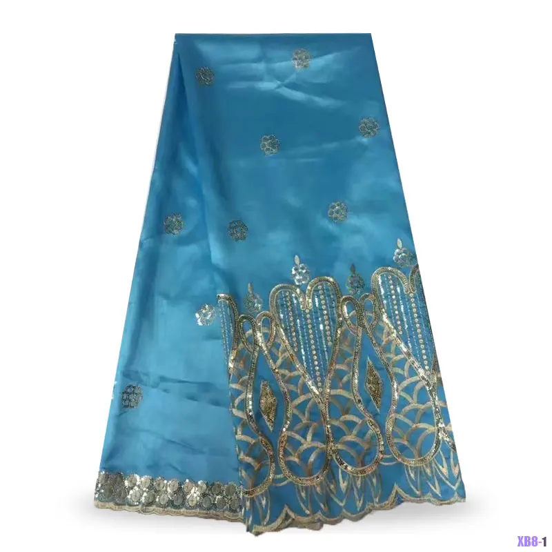 

High quality george lace fabric for wedding dress nigerian lace material african tulle beaded lace fabric Royal blue g16112301