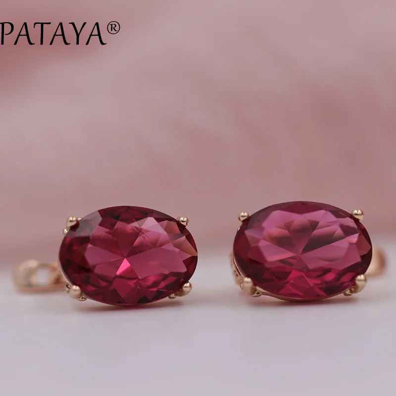 PATAYA, романтические винтажные черные серьги 585, розовое золото, круглый дизайн, голубой кубический цирконий, индийские ювелирные изделия, женские серьги-люстры