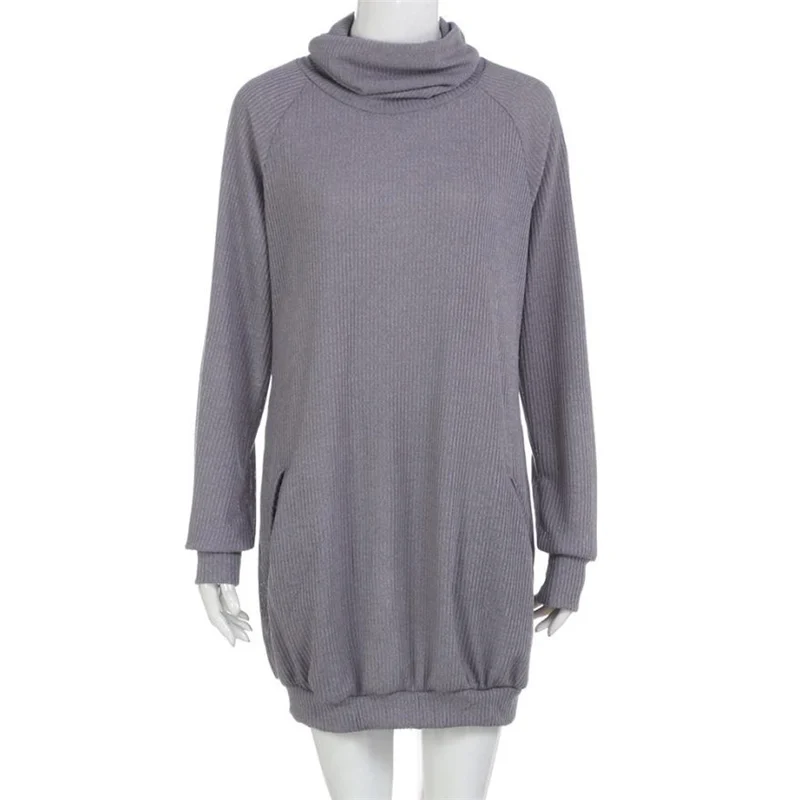 CHAMSGEND/осенне-зимнее женское трикотажное платье с длинными рукавами