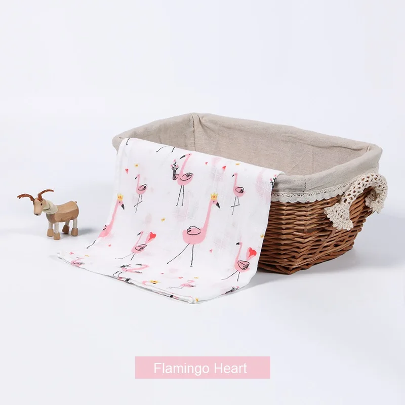 Flamingo Heart Муслиновое Пеленальное бамбуковое детское ежемесячное одеяло с единорогом мягкое банное полотенце для новорожденного пеленки для младенца одеяло для коляски s детская накидка Inbakeren - Цвет: Flamingo Heart