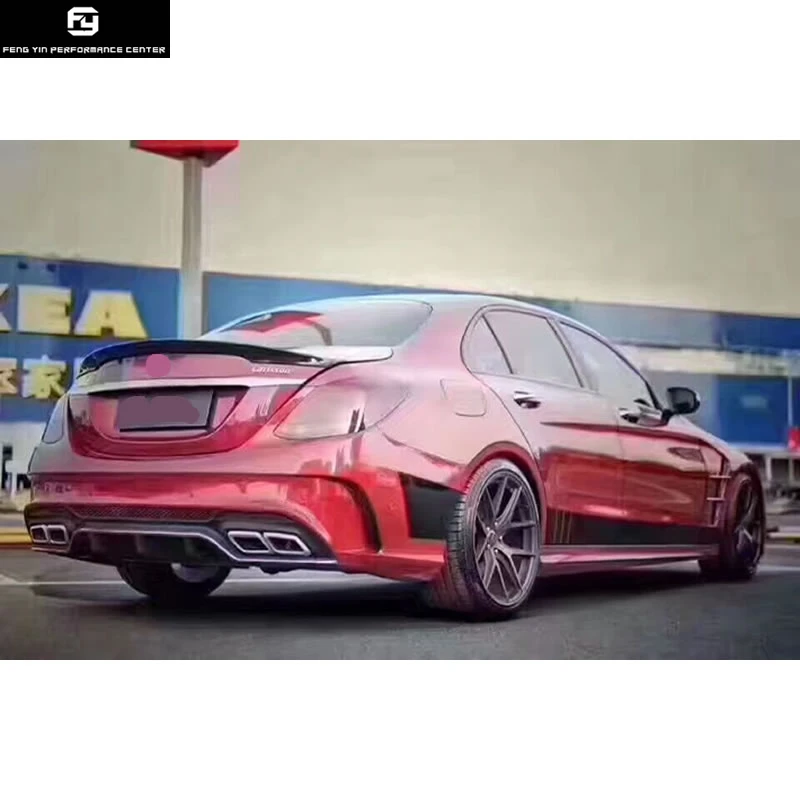 W205 автомобильный комплект кузова PU Неокрашенный передний бампер задний бампер гоночные грили для Mercedes Benz W205 C200 14-16