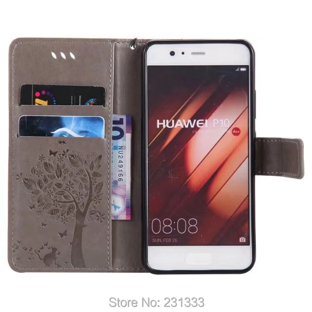Кожаный чехол-кошелек с ремешком на дереве для Huawei Ascend P10 P8 LITE 2017 Samsung Galaxy J5