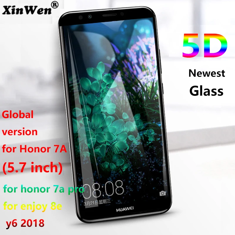 Xinwen 5D изогнутый защитный экран протектор Закаленное стекло для huawei honor 7a pro y6 2018 5 7