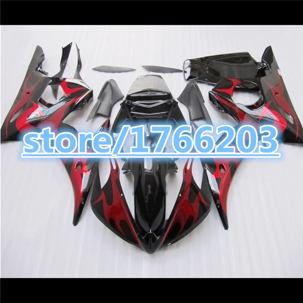 

Новинка 100%, черно-красное пламя для фотоэлементов YZF R6 03 04 05 YZF 600 R6 2003 2004 2005, комплект обтекателей