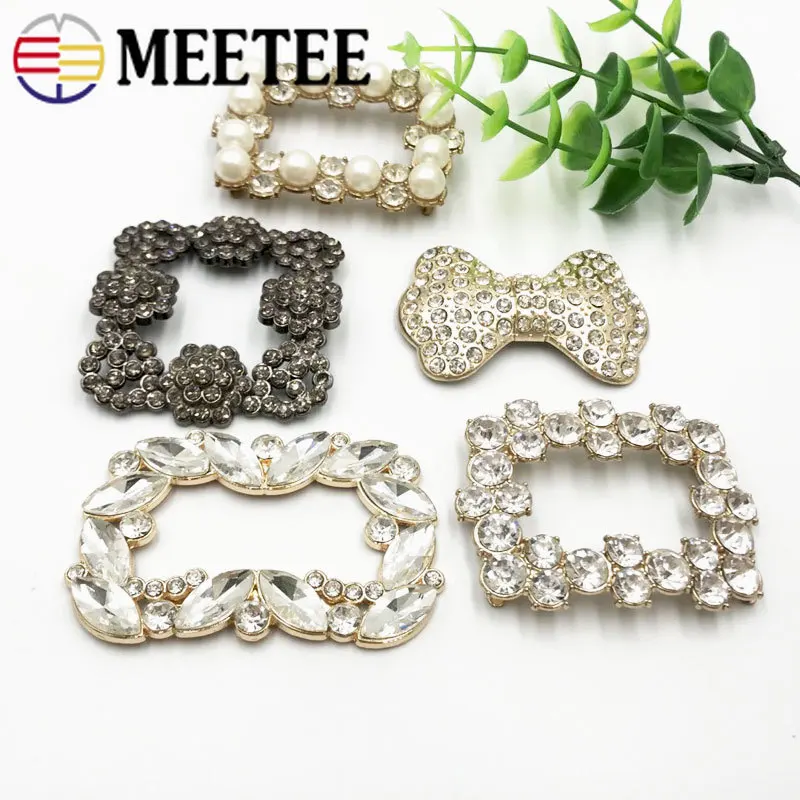 Meetee 1 пара(2 шт.) металлические кристаллы декоративные туфли пряжки стразы головной убор клип DIY ручная сумка с лентой аксессуары