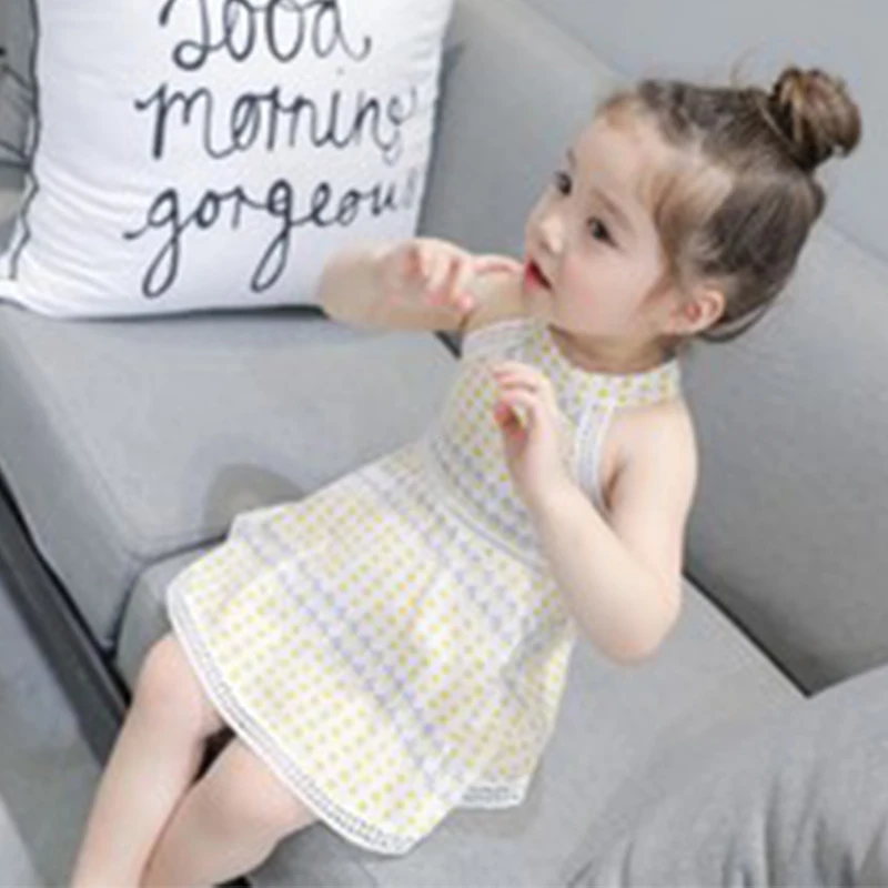 

Y.L.STUDIO Toddler Girls Summer Dress Dot Printed Sleeveless Kids Dress Children's Clothing Princess Dress