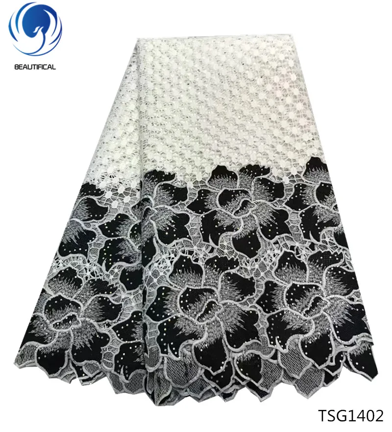 BEAUTIFICAL guipure stones lace fabrics 2019 water soluble cord Lotus design for women dress 5yards/lot TSG14 | Дом и сад