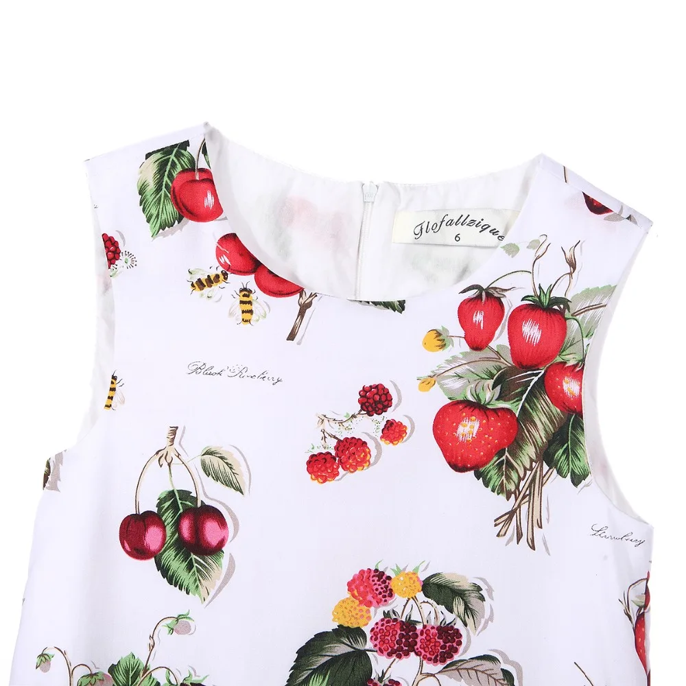 Малыша Девушки Платье Без Рукавов Мини Одежда Фрукты Печати Красный Белый