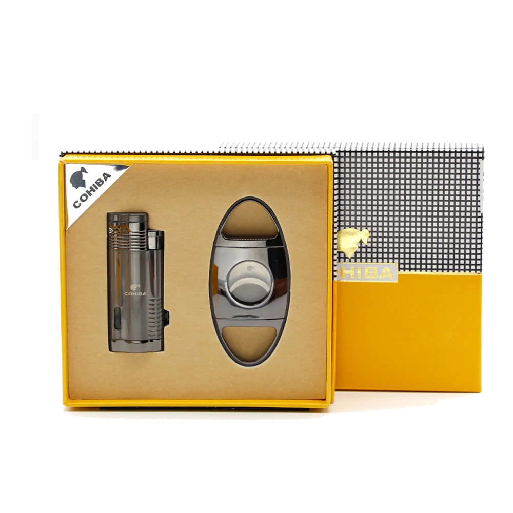 COHIBA зажигалка для сигар Jet Torch газовые зажигалки металлическая коробка резак