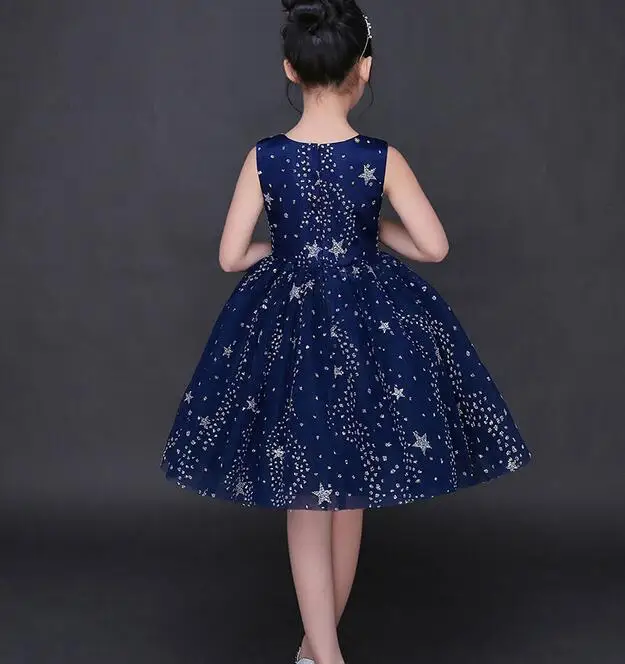 Elegant Children Kids Baby Girls Dress Stars Sequins Tulle Bow Toddler Tutu One Piece Wedding Birthday Dresses | Детская одежда и