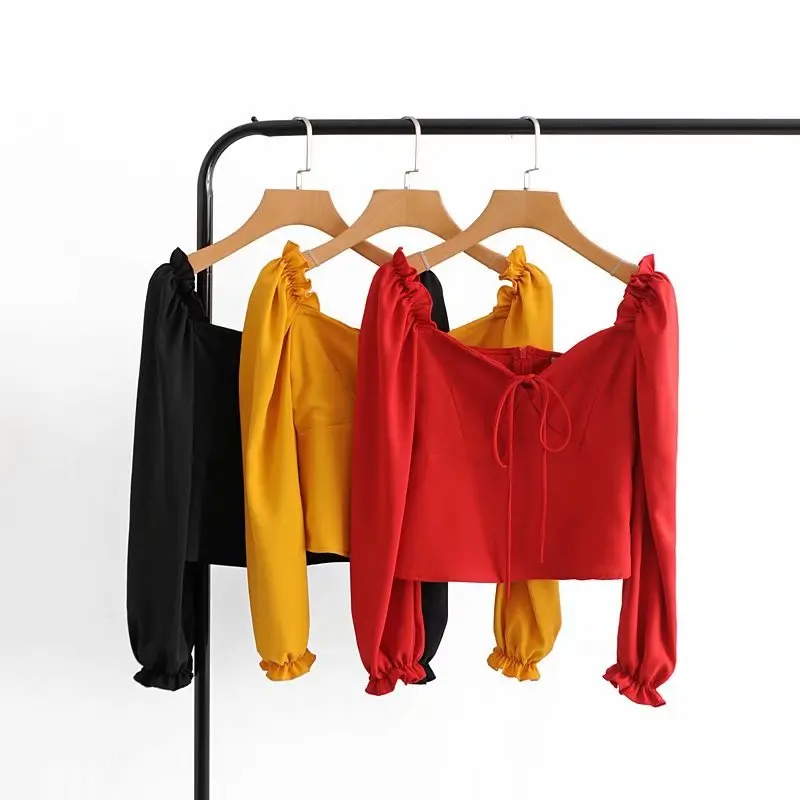 Винтажные Женские топы и блузки с рюшами галстуком бабочкой Сексуальная Блузка