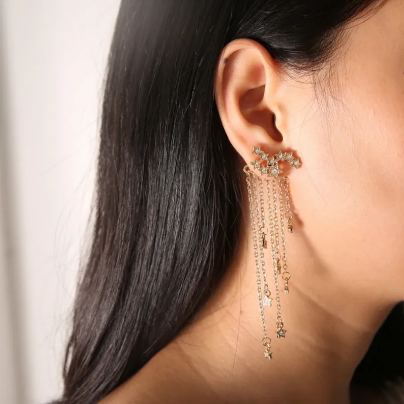 Изысканный длинной кисточкой серьги для Для женщин звезда сзади личности моды