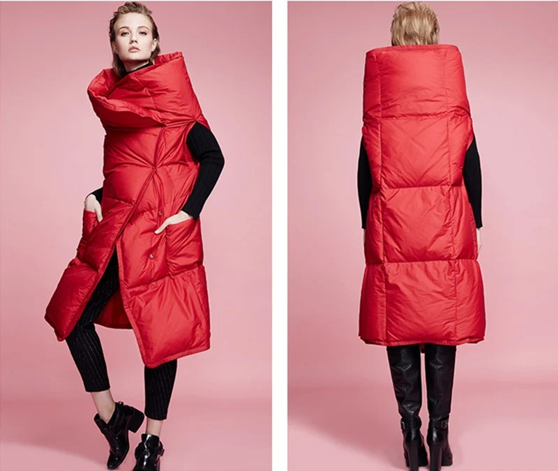 (TopFurMall) Европейская осенне зимняя женская парка пуховый жилет для леди X Long тонкая
