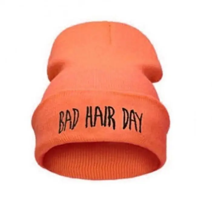 Модные спортивные теплые зимние шапки с надписью «Bad Hair Day», шапки бини для женщин и мужчин, вязаные шапки в стиле хип-хоп, шапки унисекс