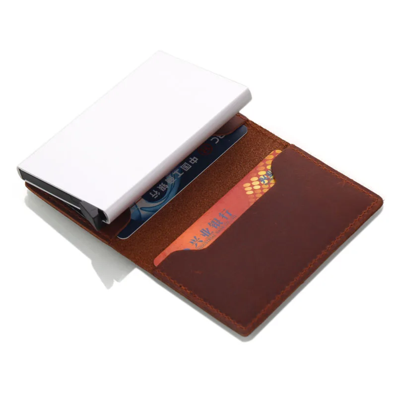 Кожаный держатель для карт Crazy Horse RFID мужской кредитных из натуральной кожи
