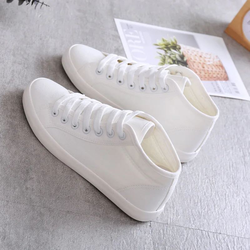 Парусиновая обувь Женская Белая на плоской подошве повседневная спортивная для